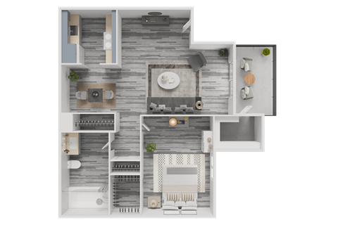 Floor plan for 1 bed, 1 bath, 625 sqft